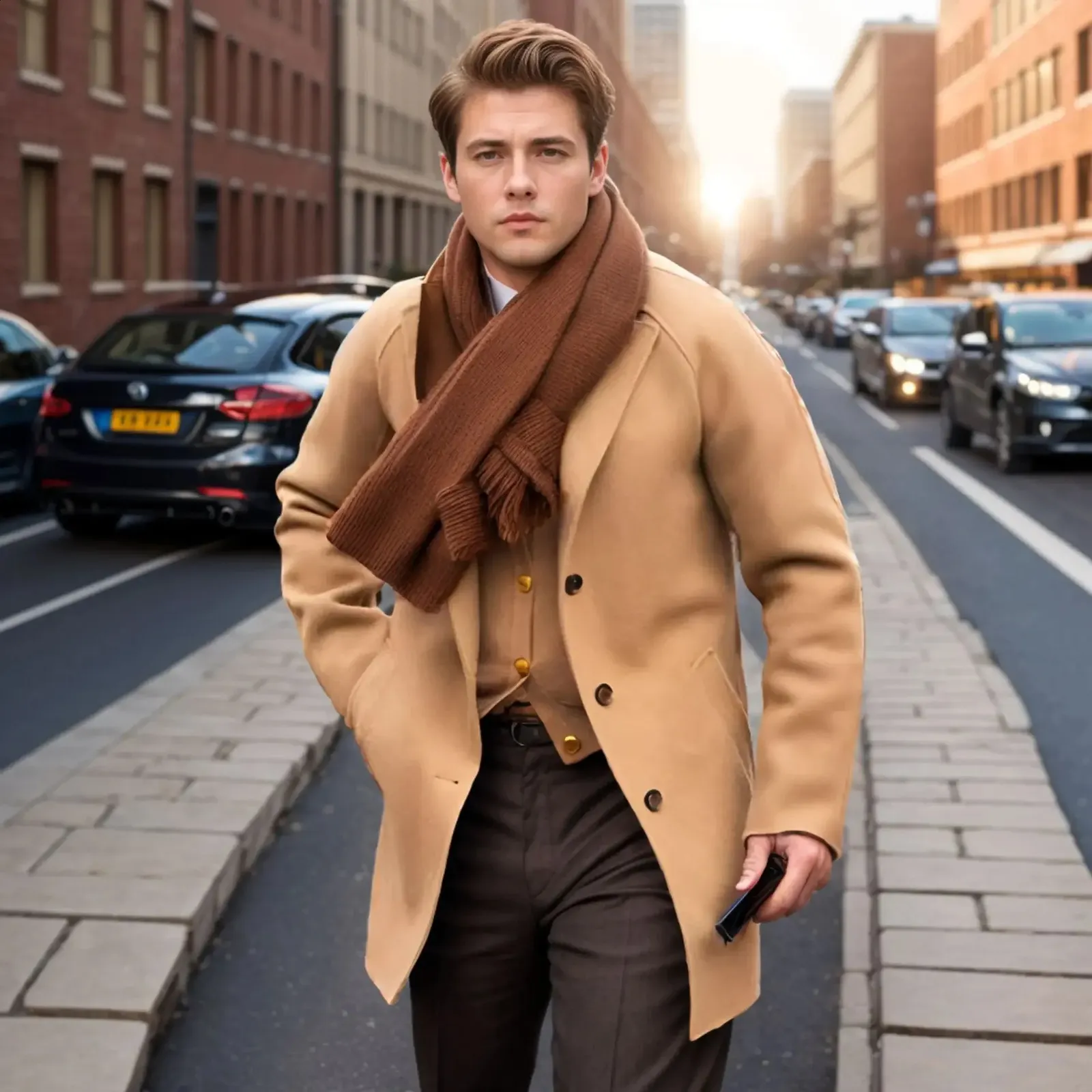Premium Wool Blend Overcoat: Stylish Men's Double Breasted Winter Jacket  Shop Now!