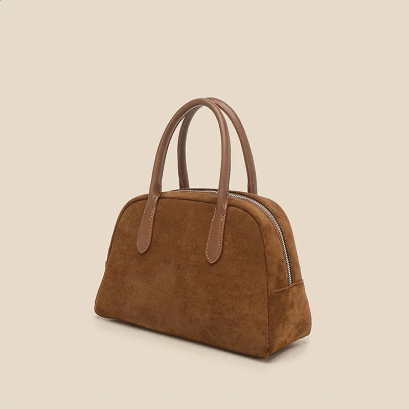 【NEUE】SUEDE BOSTON BAG Ssize Premium Suede Boston Bag: Retro Korean Style, Perfect for