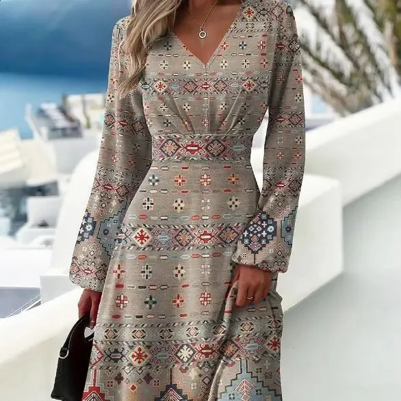 slim fit dress slacks Mid-length flared sleeves short floral flared print dress – Sofiq main image 1