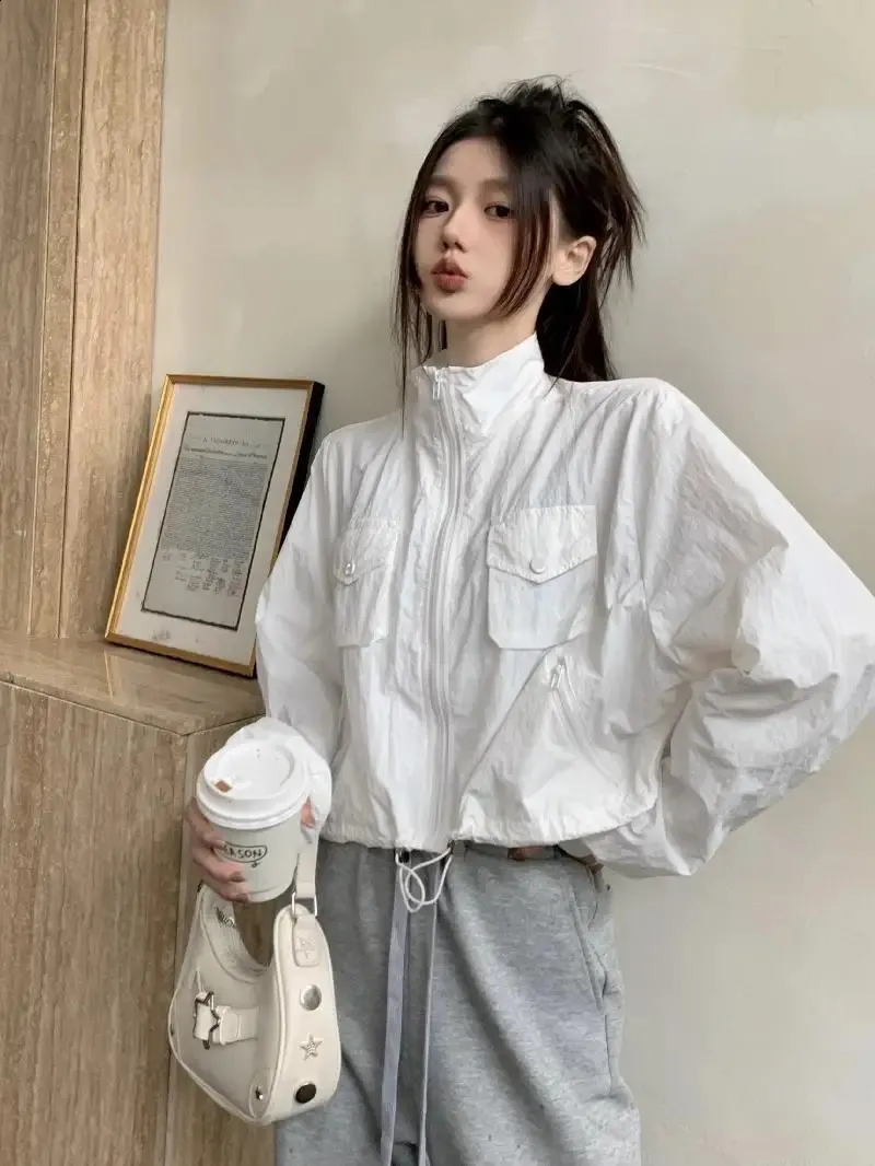 [TWN]★24SS★韓国人気★HIGH CORE WIND PROTECTOR JACKET Womens Vintage Cropped Windbreaker Jacket Gorpcore