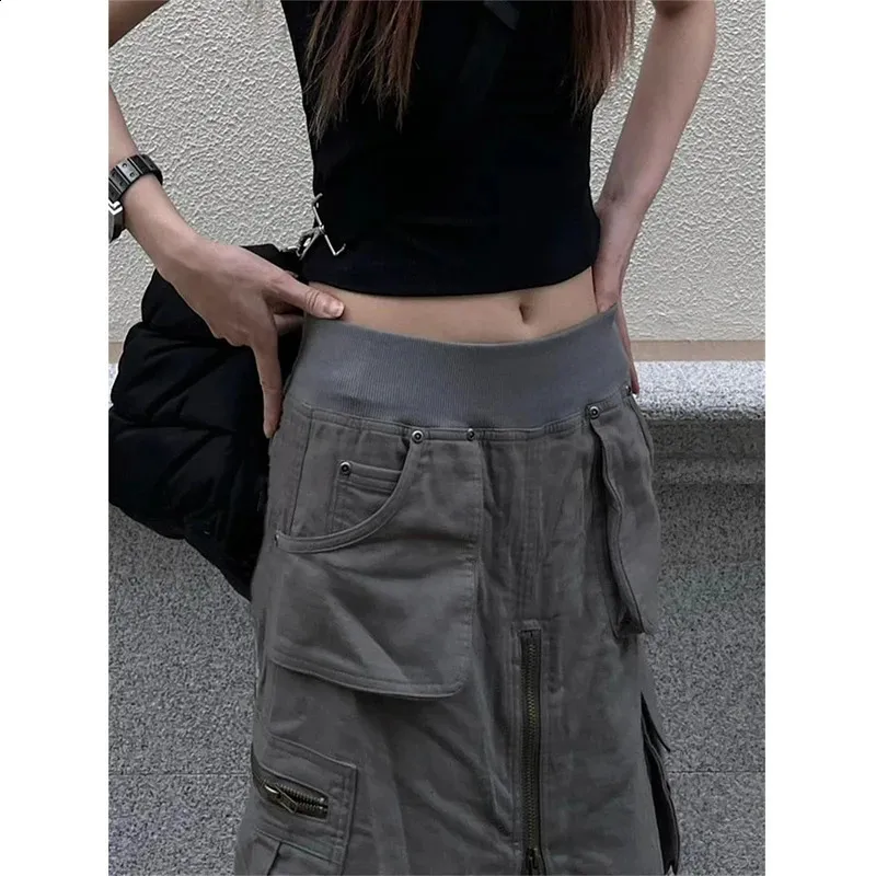 Y2K Vintage pocket prep A-Line Cargo Skirt for Women - High