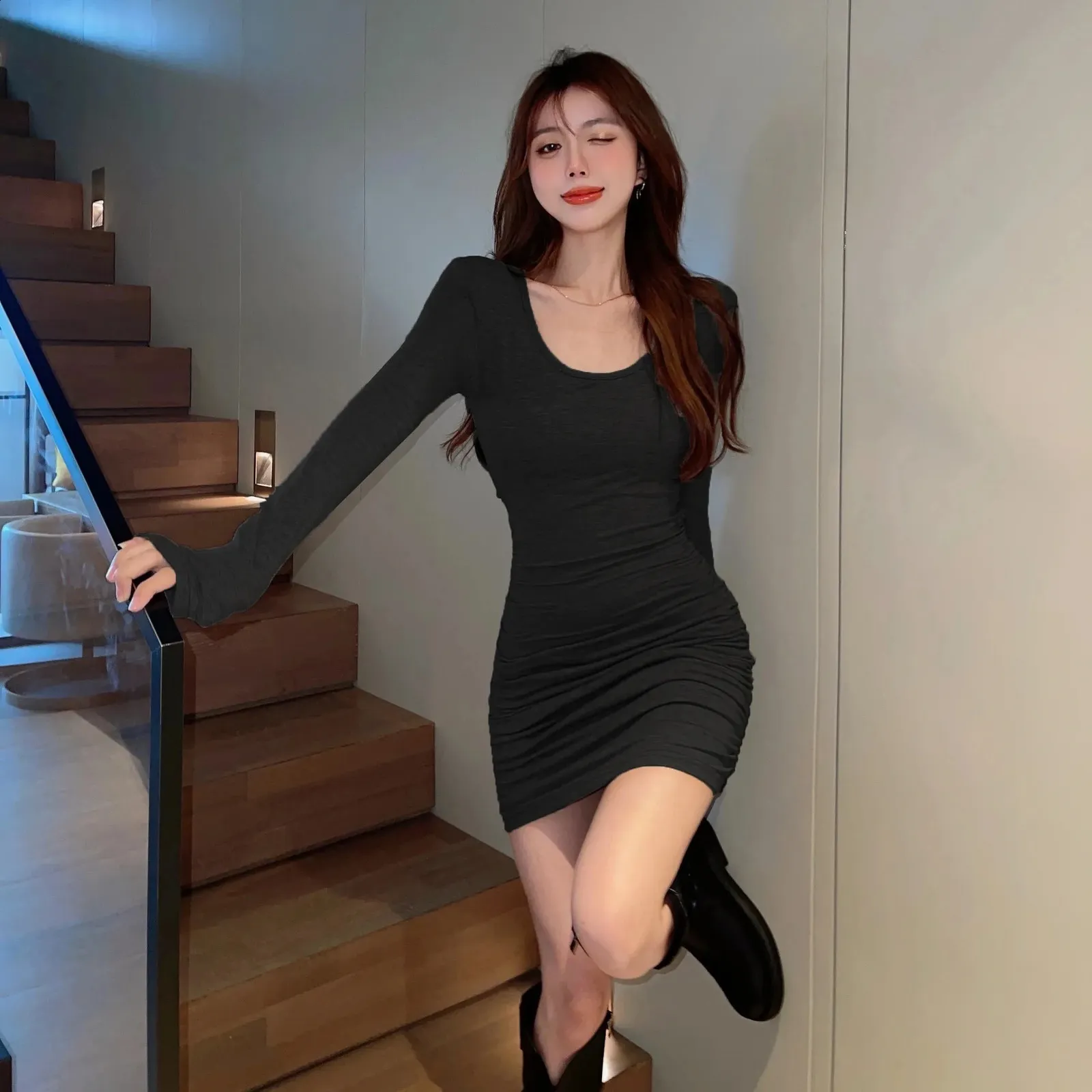 chinese dress ladies SPANX® Black Ponte Long Sleeve Mini Dress