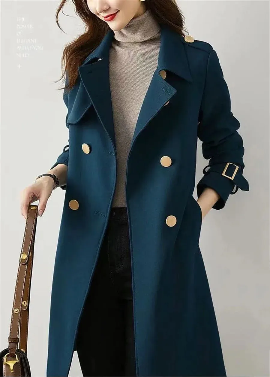 Elegant Double Breasted Long Trench Coat: A Classic