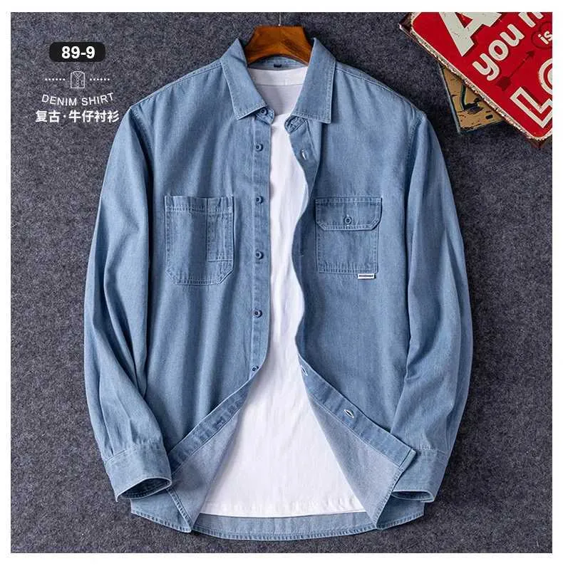 DHgate.com:Retro Washed Denim Shirt - Mens Long Sleeve