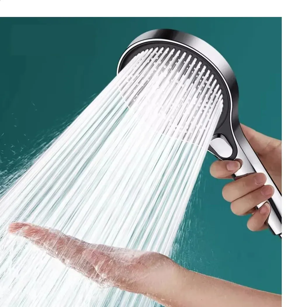 High Pressure 130mm Black Shower Head with 3 Modes Water Saving Massage ...