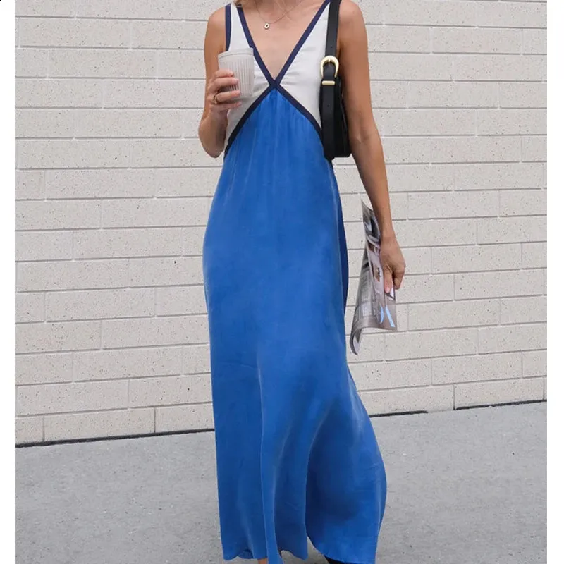 Womens Y2k Fairycore V Neck Maxi Dress Sleeveless Satin Patch Work Dress  Elegant Bohemian Summer Beachwear 240824 From Domainstore, $26.51 |  DHgate.Com