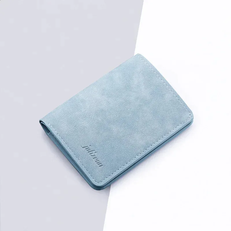 Slim RFID Card Holder Wallet For Women - Minimalist Bifold With Coin Pocket, Blue Floral Design - View #3