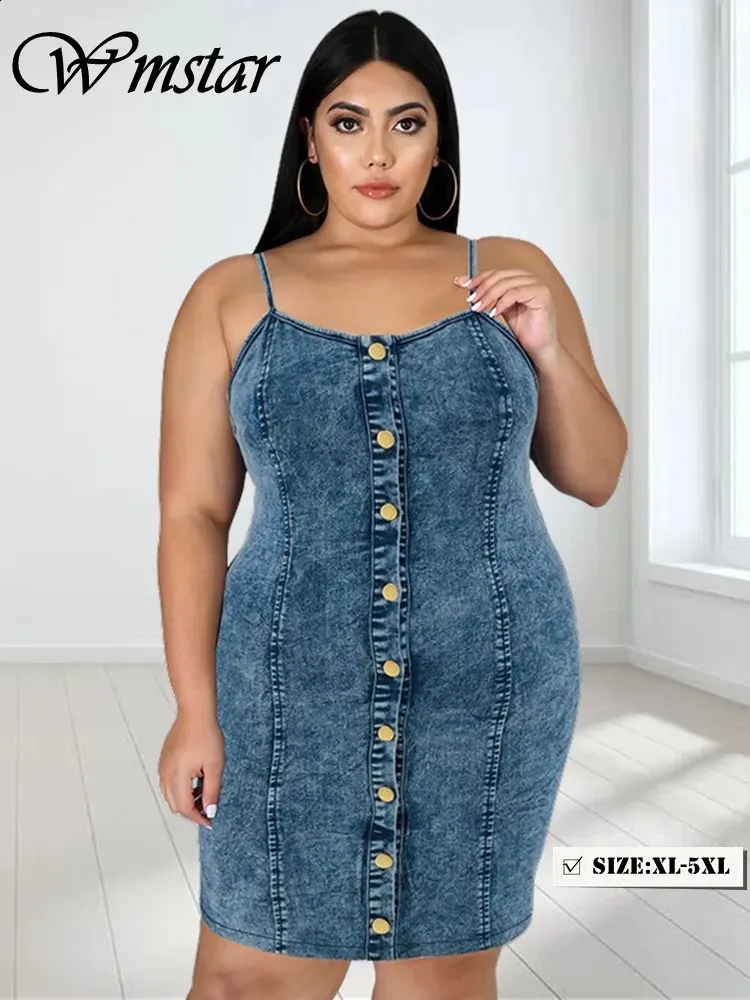 Plus Size Denim Midi denim dress - Sleeveless, Fashionable Plus Size Denim Midi denim dress - Sleeveless, Fashionable