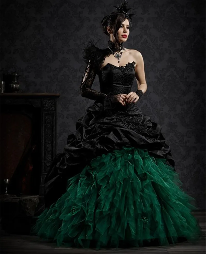 Gothic Inspired Detachable Wedding Dress: One Shoulder, High Neck,  Shop Now!