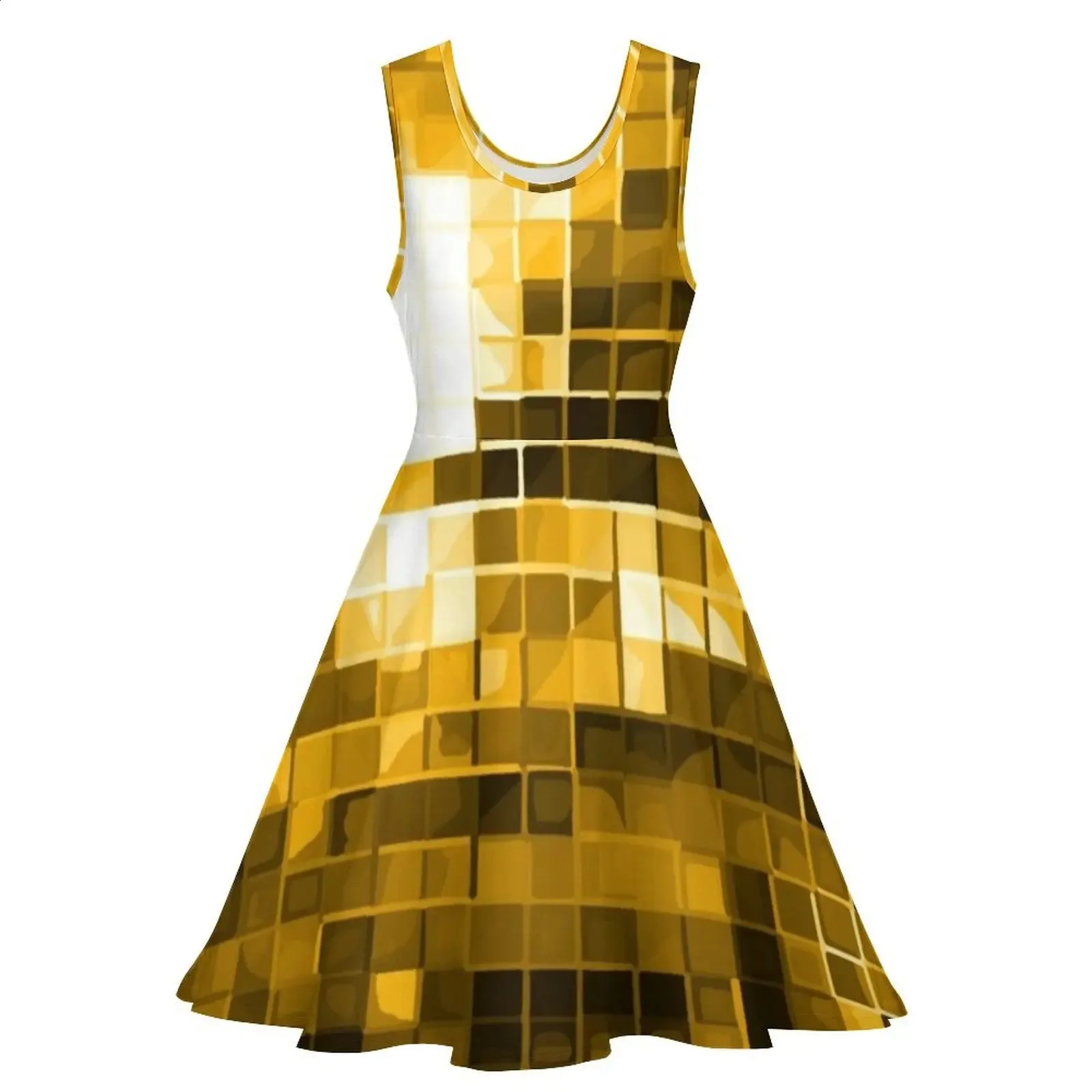 disco evening dress Party Wear Platinoir Disco Golden Dress for Women at House of Fett main image 0