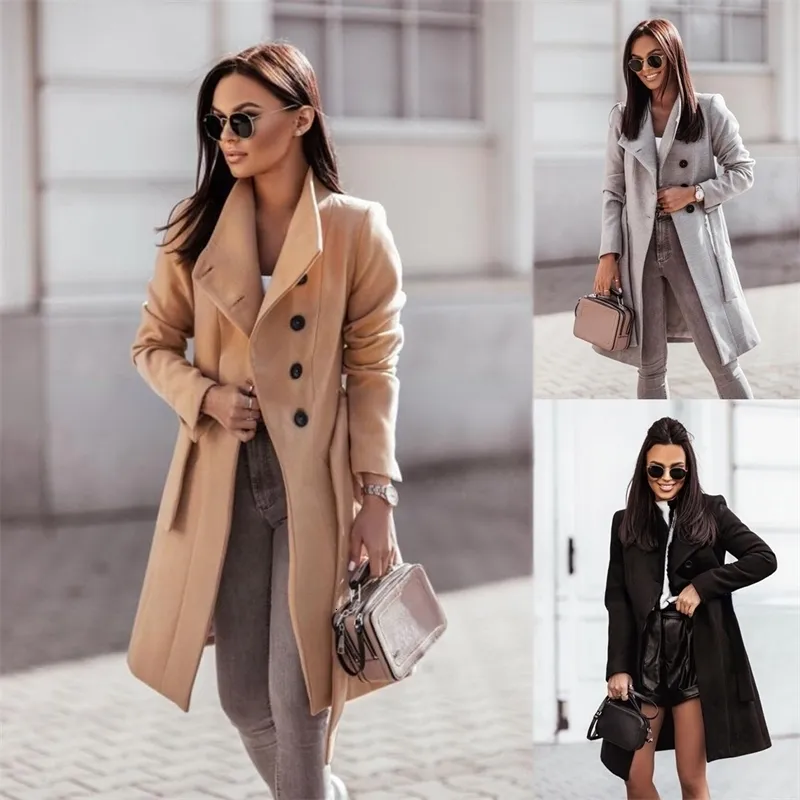 Stylish Long Coat Women Wool Coat With Lapel Collar And Belt For Autumn And Winter Office Wear 240824 From Domainstore 33.37 DHgate.Com