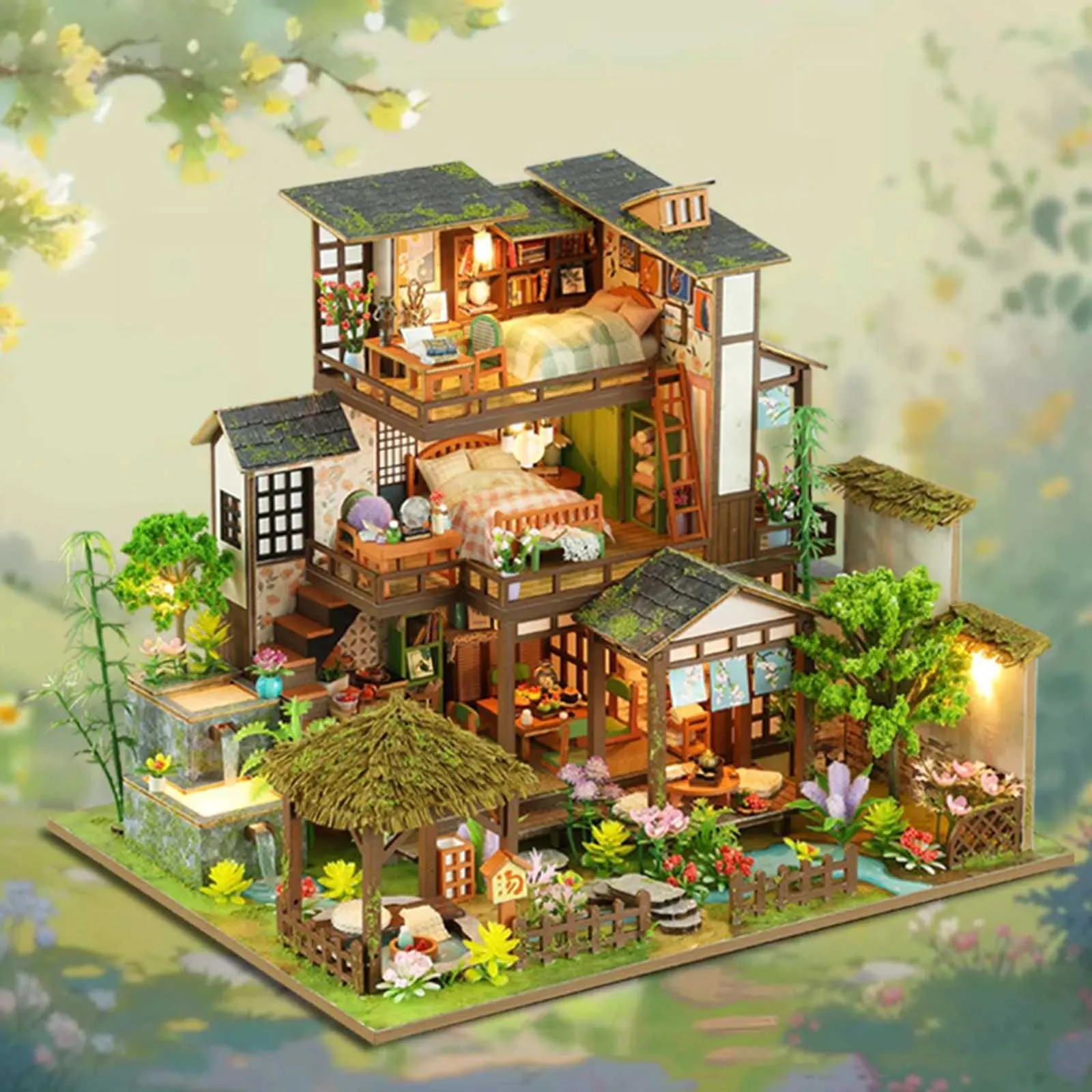 DIY Miniature Dollhouse Kit with Lights Enchanting Garden House