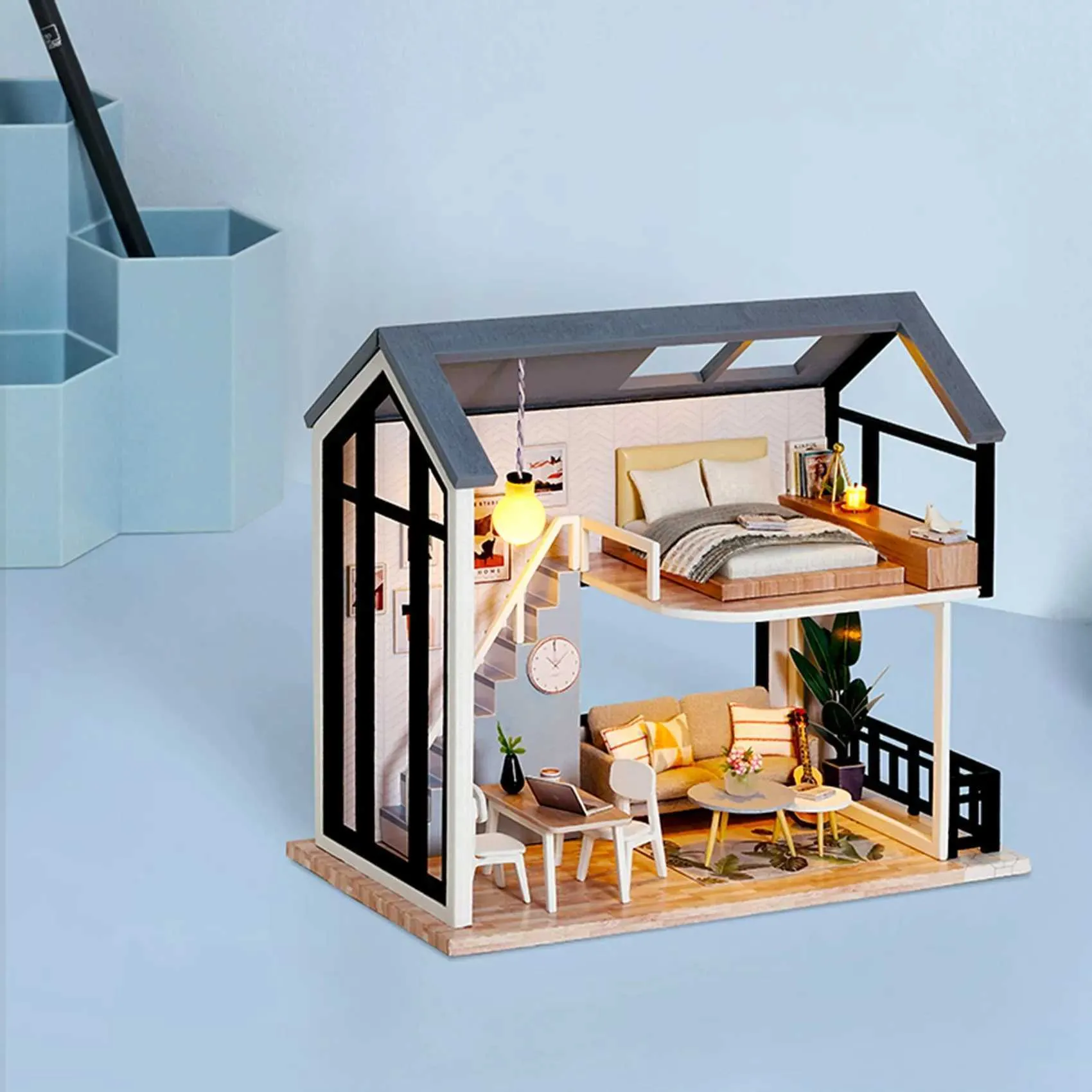 DIY ドールハウス ミニチュア家具キット 手作り組み立て用木製 