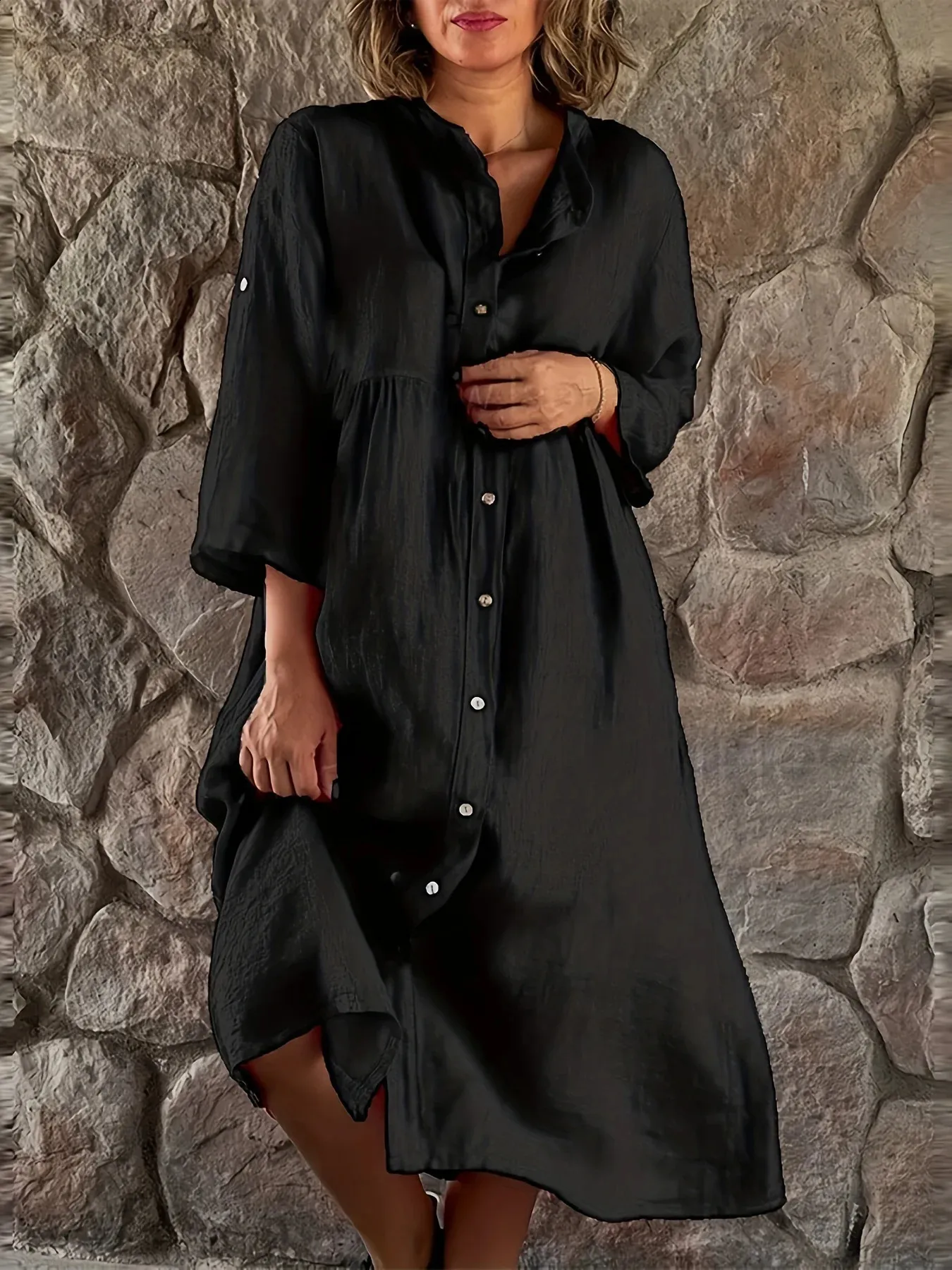 Plus Size Long Sleeve Button Up Dress - Stylish Casual Women's Dress for  Spring & Summer - Shop Now! from Dhgate Plus size Dresses - price 50.14