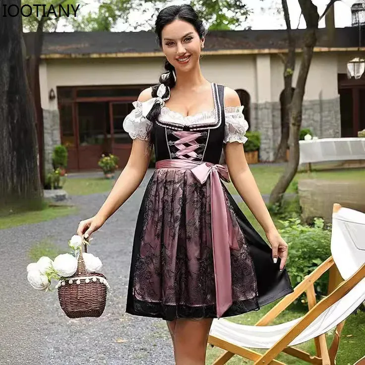 Oktoberfest Dirndl Dress Ladies Beer Maid Costume – Red German Heidi Oktoberfest Dress Fancy Dress Outfit (New With Tags) Oktoberfest Vintage - Foto 9