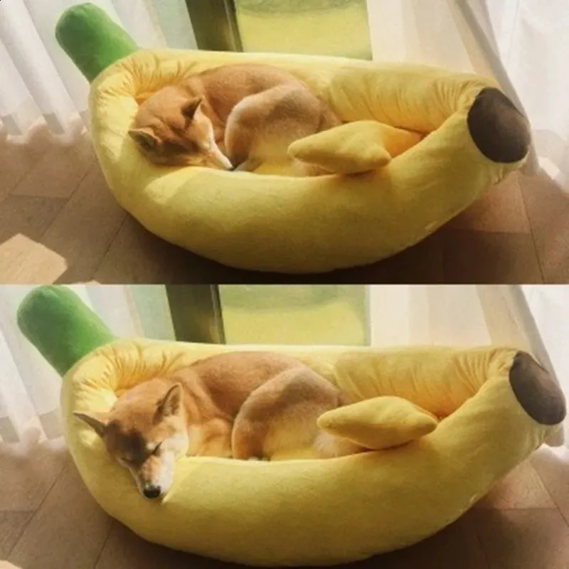 Yellow Banana Soft Pet Bed For Dogs Cats Warm Detachable Nest