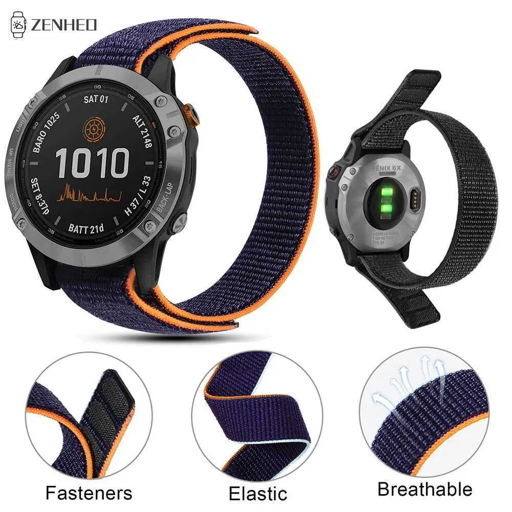 Bracelet Sport Nylon Quick Fit Pour Garmin Fenix 7X/7/6X/6 Pro/5X/5 Plus/3/3 HR