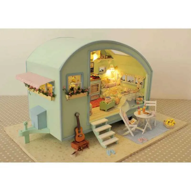 Rolife Maison De Poupées Becka's Baking House - Kit Meubles Miniatures En Bois Avec Lumière LED