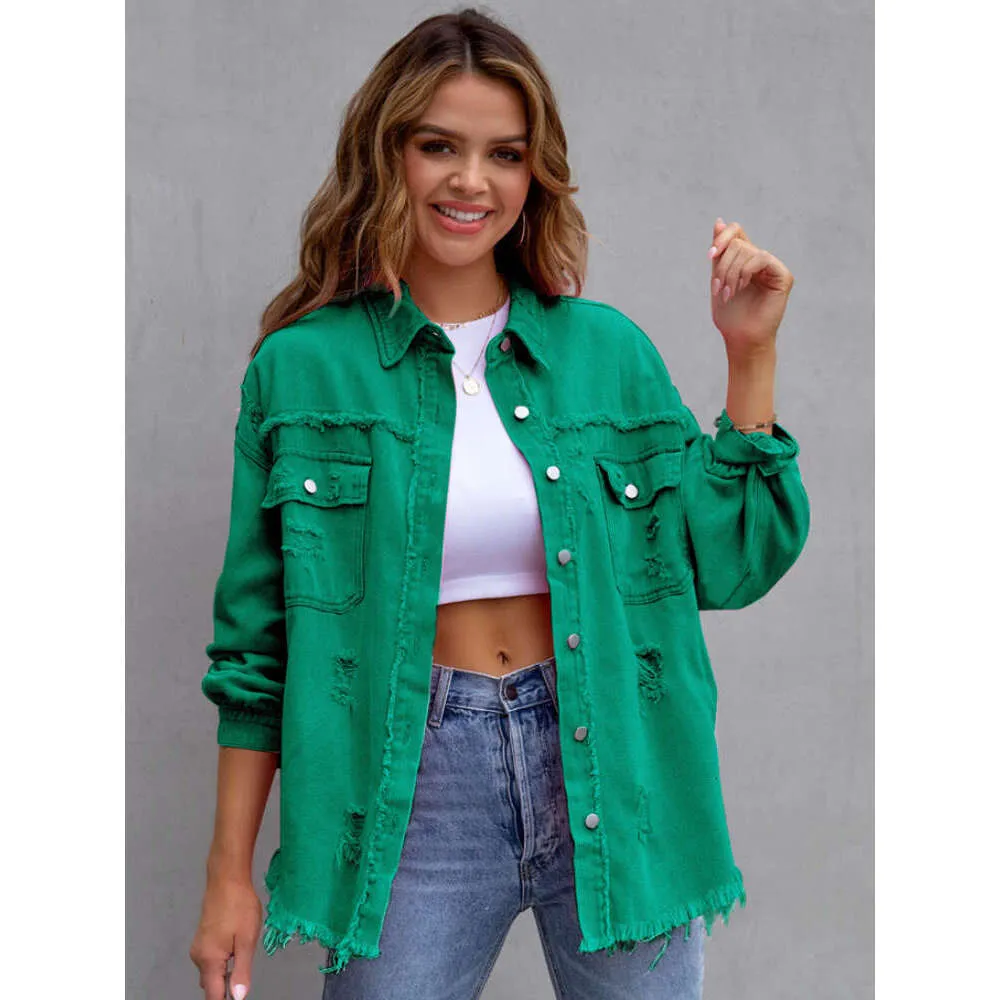 Denim Jean Oversized Denim Jacket Women For Women Fashionable Streetwear With Lapel Button Loose Fit For Fall Autumn And Winter Outfits From Chaoren clothes 43.07 DHgate.Com