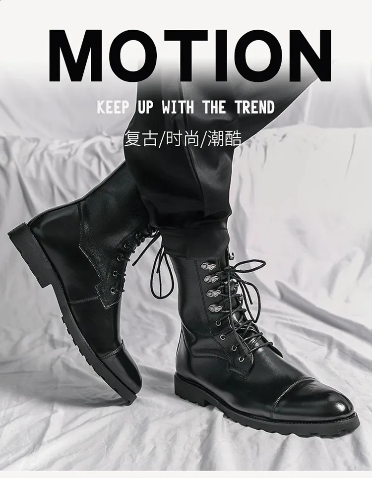 Mens Leather Combat Boots: Rugged Lace Up Ankle Boots 