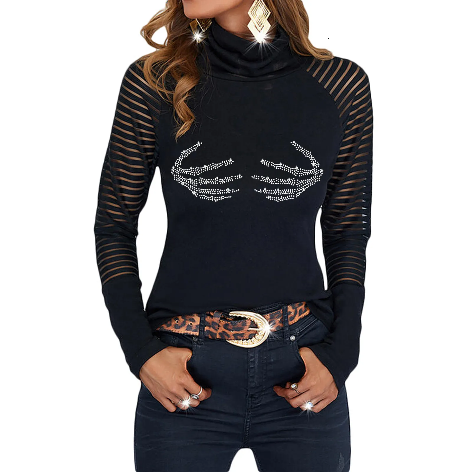 Long Sleeve Lace Top Semi High Neck Autumn Winter | DHgate