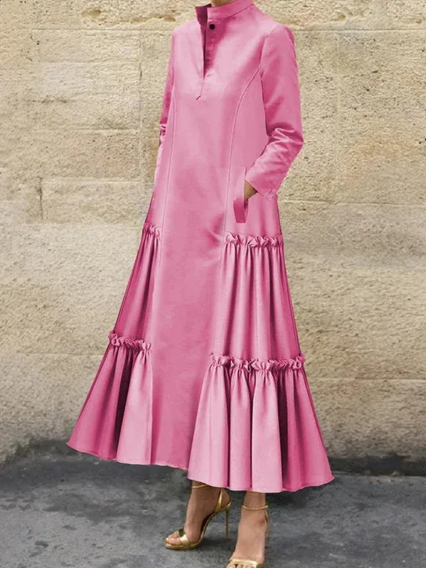 Elegant Pleated Maxi Dress: Long Sleeve, High Waist - Shop Now & Find Your  Perfect Evening Style! from Dhgate Basic & Casual Dresses - price 55.41