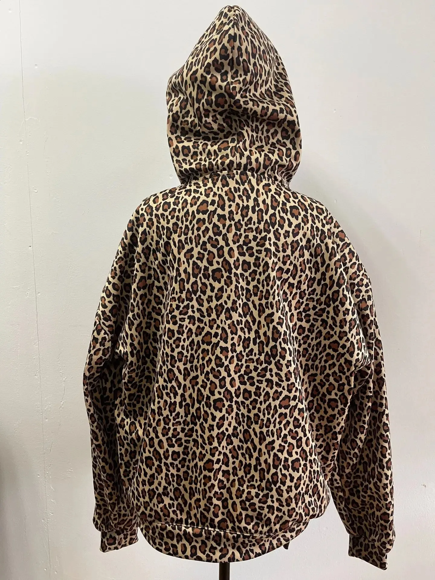 F FRIZNIE Oversized Leopard Print Hoodie Cheetah Print Streetwear Y2K