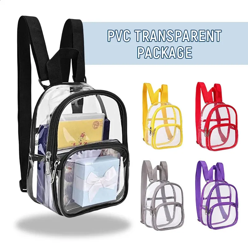 Zaino Con Tasche Laterali A Rete Zaino Trasparente ZJIE - PVC Resistente, 40x30x15 Cm, Spallacci Regolabili, Per Eventi E Sicurezza Zaino Anime Giapponesi