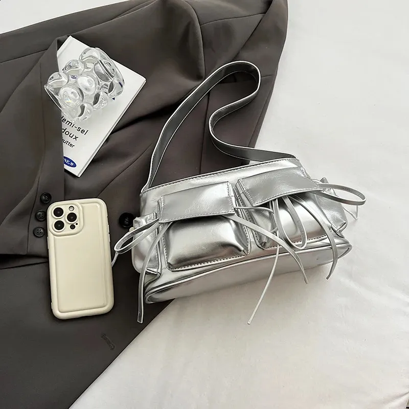 Y2K Korean Fashion Shoulder Bag Red PU Leather Chain Handbag Tote