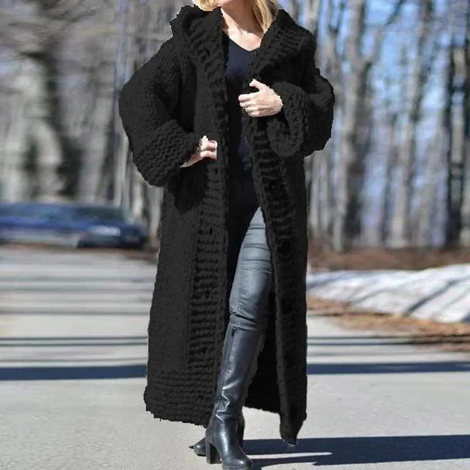 Oversized Knit Cardigan: Long Black Tassel Sweater Korean Style