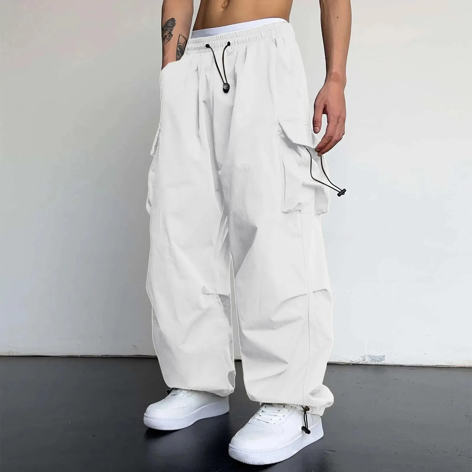 Mens Oversized Cargo Parachute Pants Streetwear, Vintage Y2K Mens Oversized Cargo Parachute Pants Streetwear, Vintage Y2K