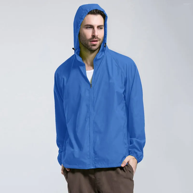 Men s Jackets Mens Four Seasons Solid Color Packable Rain Jacket Lightweight Windproof Raincoat With Hood Outdoor Gear Cloth