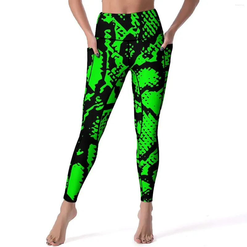 High Waisted Snakeskin Yoga Grinch Leggings With Pockets For Women Green And Black Python Print Stretchy And Sweet Gym Pants From Blossommg 19.93 DHgate.Com