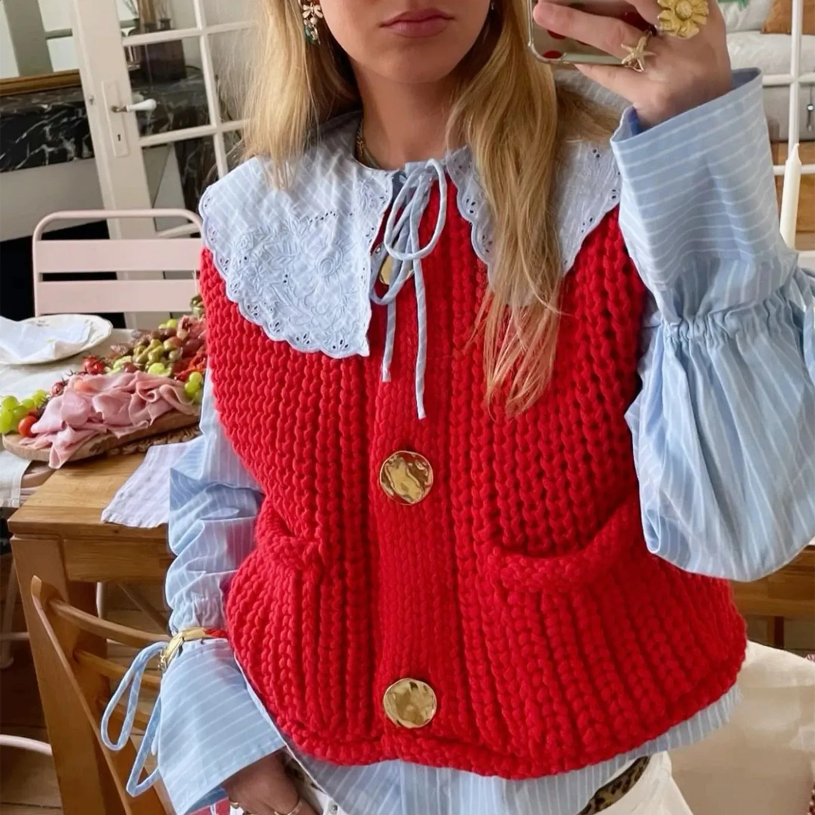 Lobster Sweater Women Sweater Vest Women Cute Colorblock Graphic Y2k Cap Sleeve Vneck Knitted Tank Top Vintage Loose Pullover Sweater Gilet Black At Women's Clothing Store Trendy Clothes