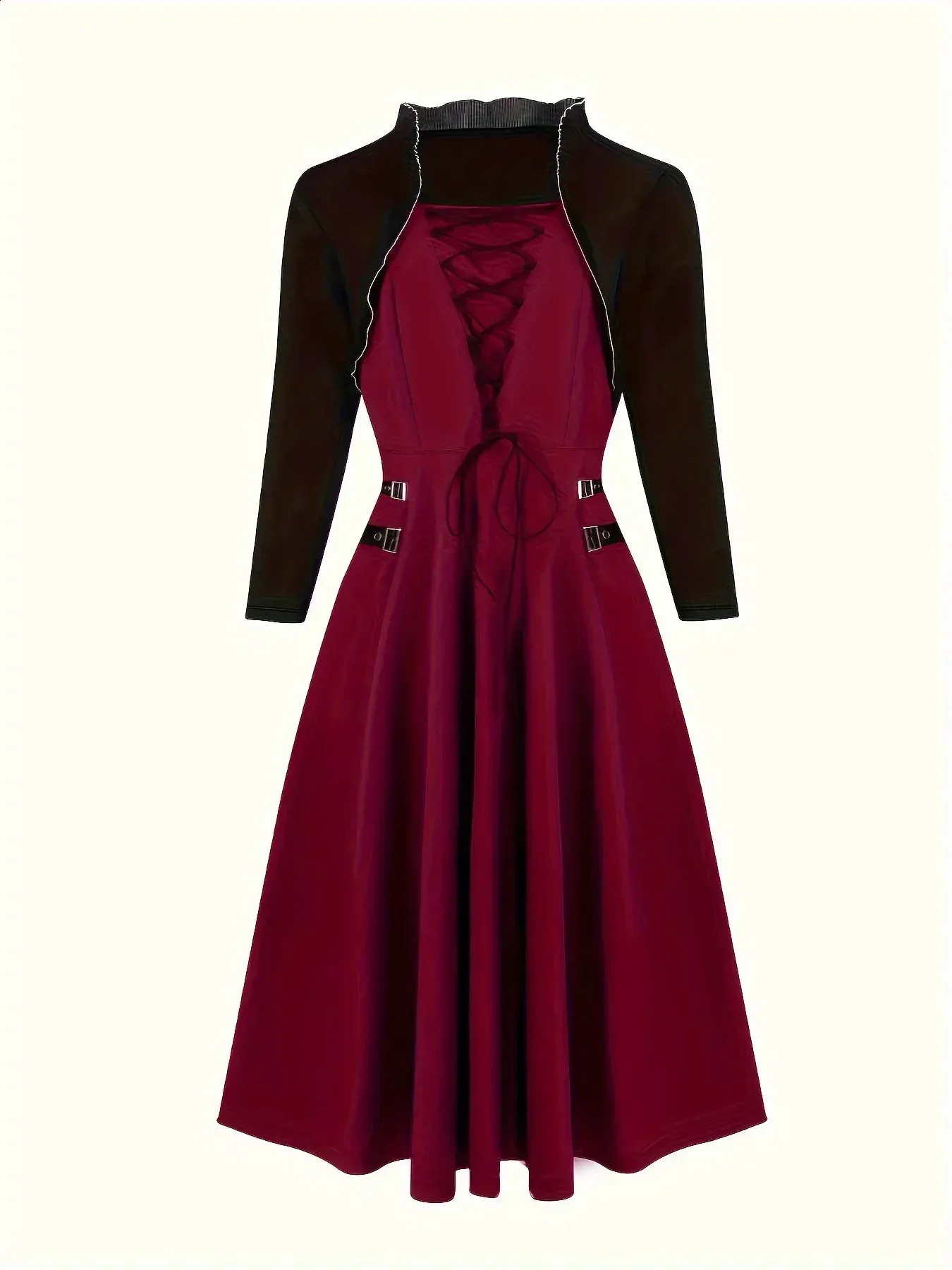 Plus size velvet long sleeve midi dress with ruffled collar and flare  sleeves for winter weddings from Dhgate Plus size Dresses - price 51.04