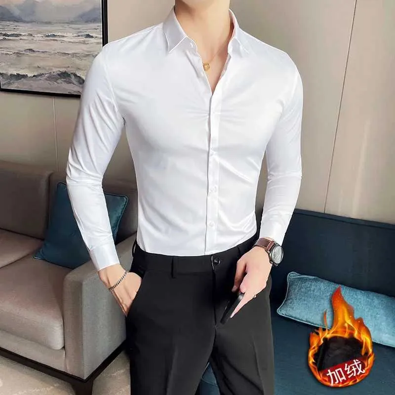 DHgate.com:Mens Slim Fit Long Sleeve Solid Casual Dress