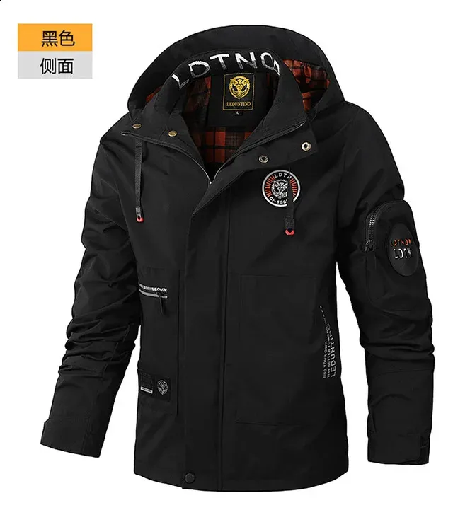 Men's Fashionable Single Layer Hooded leather jacket