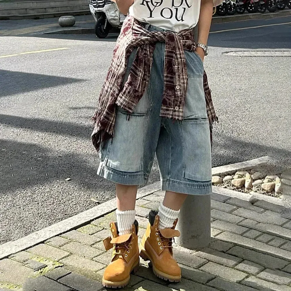 Women's Casual Cargo Shorts High Waist Loose Fit Outdoor Jean