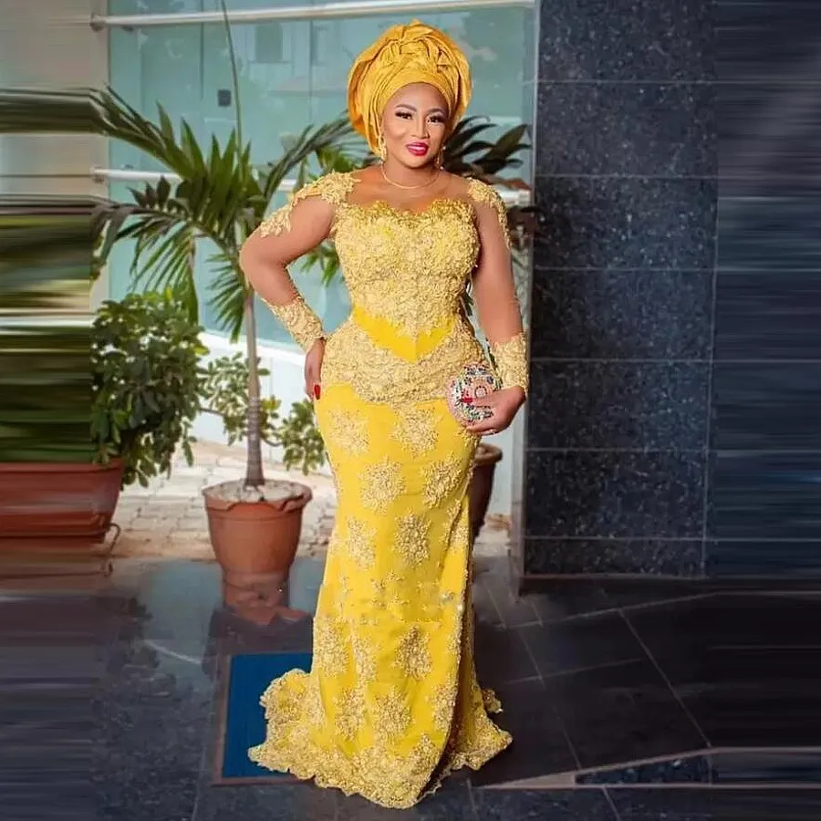 African Women Plus Size Evening Dresses With Sheer Neck Lace Appliques Long  Sleeves Prom Dress Birthday Gowns Custom Made from Dhgate Prom Dresses -  price 181.91