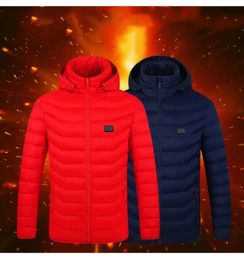 Veste Chauffante Électrique USB 19 Zones Pour Hommes & Femmes - Manteau Doudoune à Capuche Chauffante Hiver Imperméable