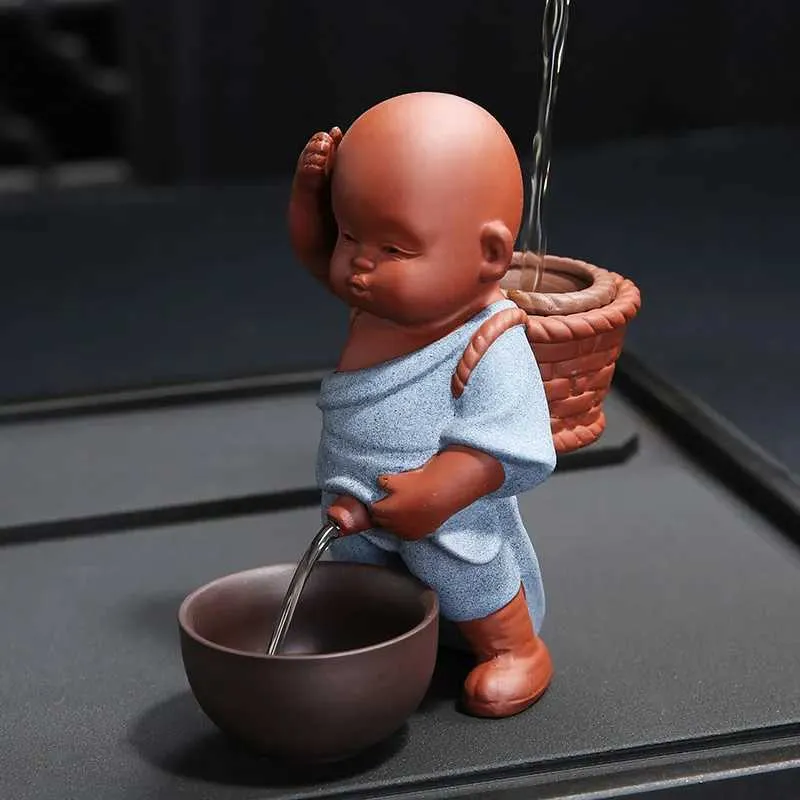 BoyXJ Purple Sand Tea Pet Little Monk Infuser With From