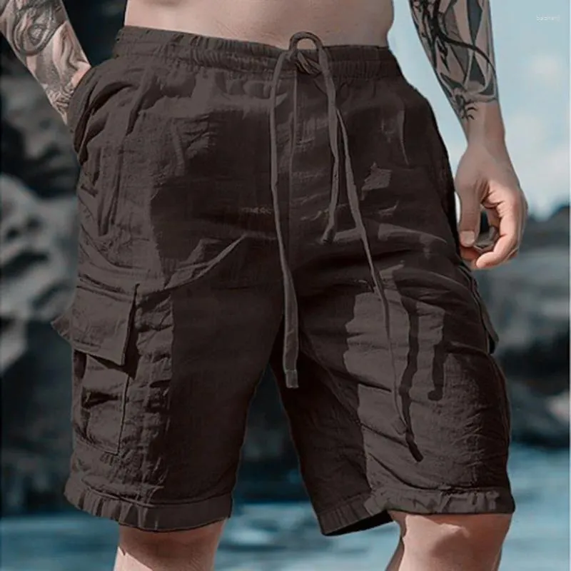 Mens Beach Cargo Shorts Loose Fit, Medium Stretch, Polyester