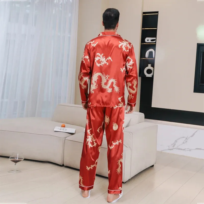 【セール】福袋のファッション通販 Men's Chinese Dragon Red Zodiac Ice Silk kurta pajama Clothing