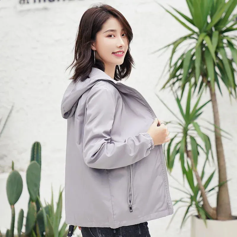 Womens Short Waterproof Hooded Jacket Lightweight Spring
