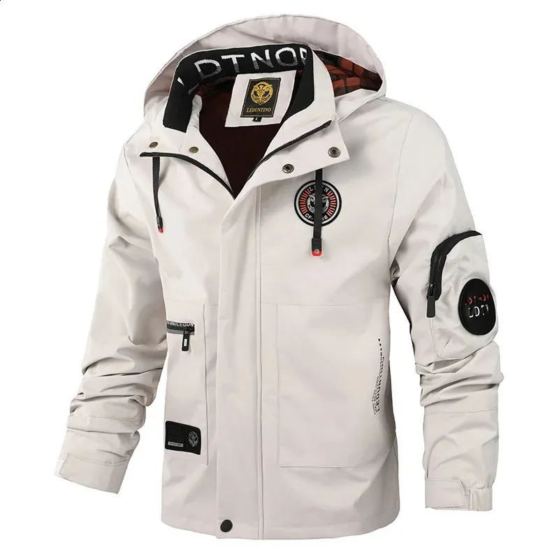 Men's Fashionable Single Layer Hooded leather jacket