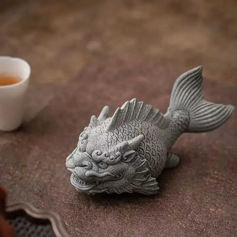 Dragon Aquarium Decoration Bamboo Tea Animal Figurine for Fish