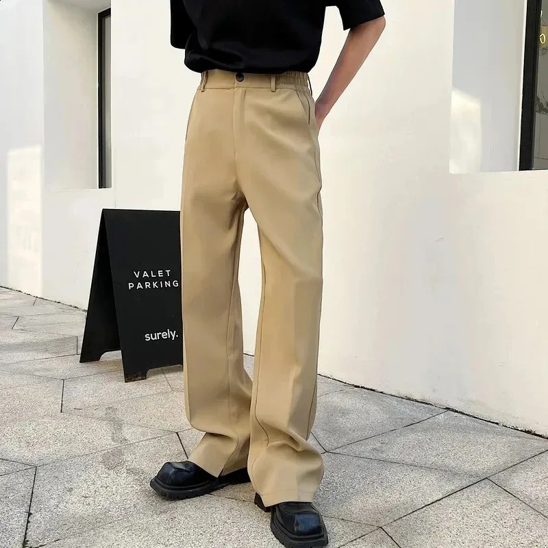 Korean Style Clothes Men Elegant Straight Leg Suit Pants