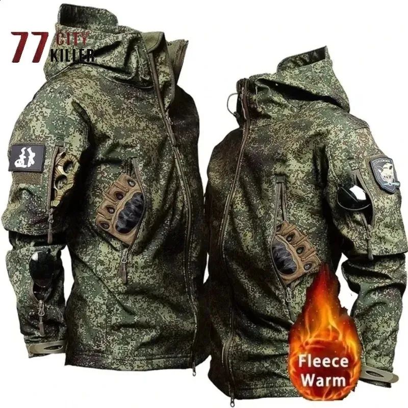 Mens Winter Russian Fleece Hooded Jacket Waterproof Windproof 