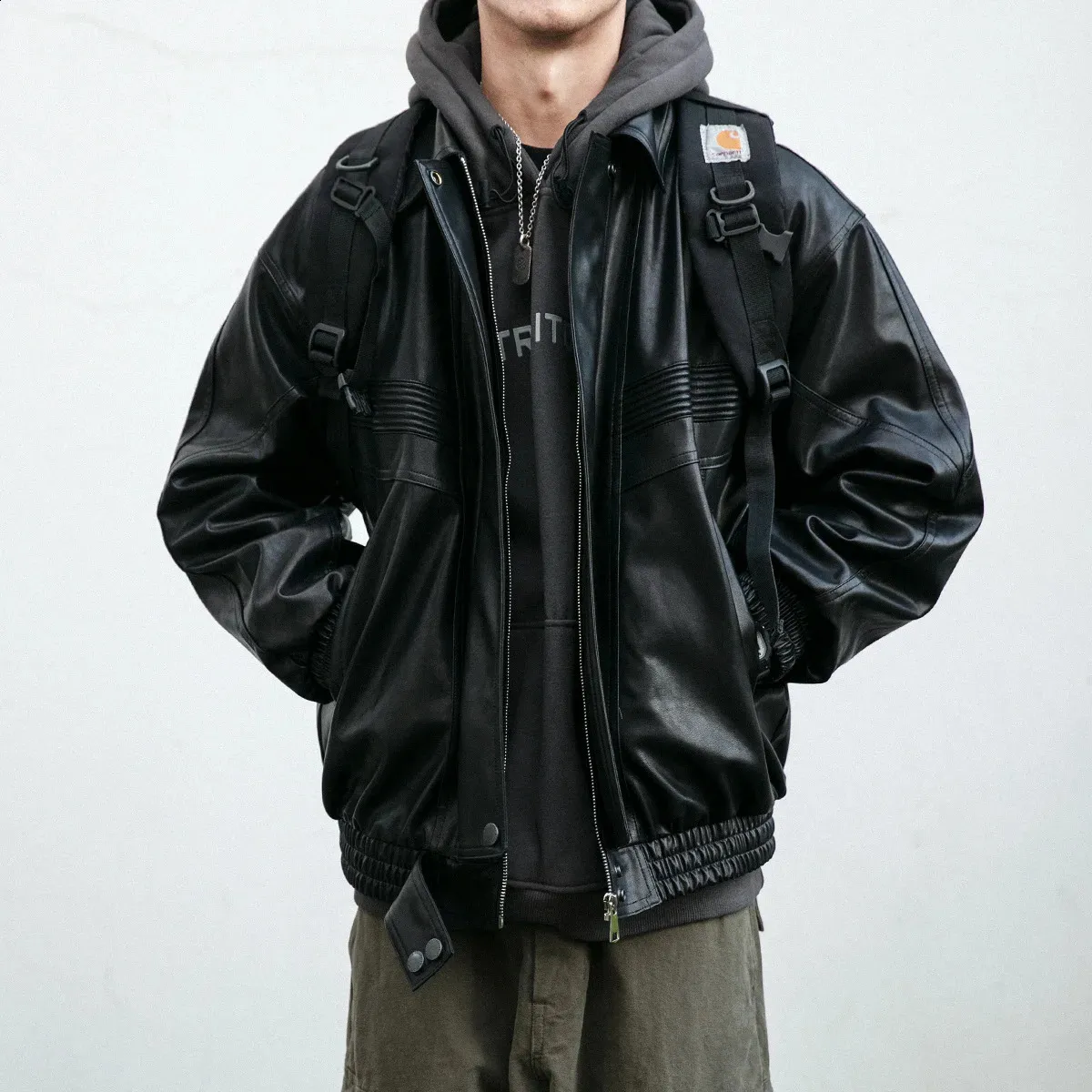 Y2K Style Leather Motorcycle Jacket - Windproof Winter