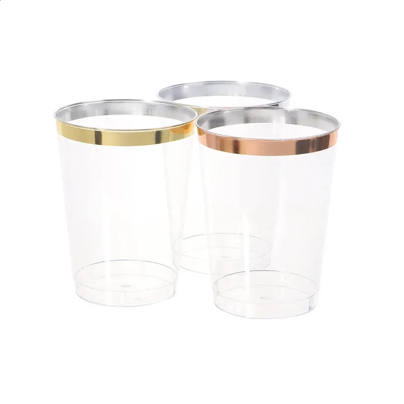 10 oz Disposable Gold Rimmed Plastic Cups for Party Beverages and Desserts  from Dhgate Disposable Cups & Straws - price 25.08